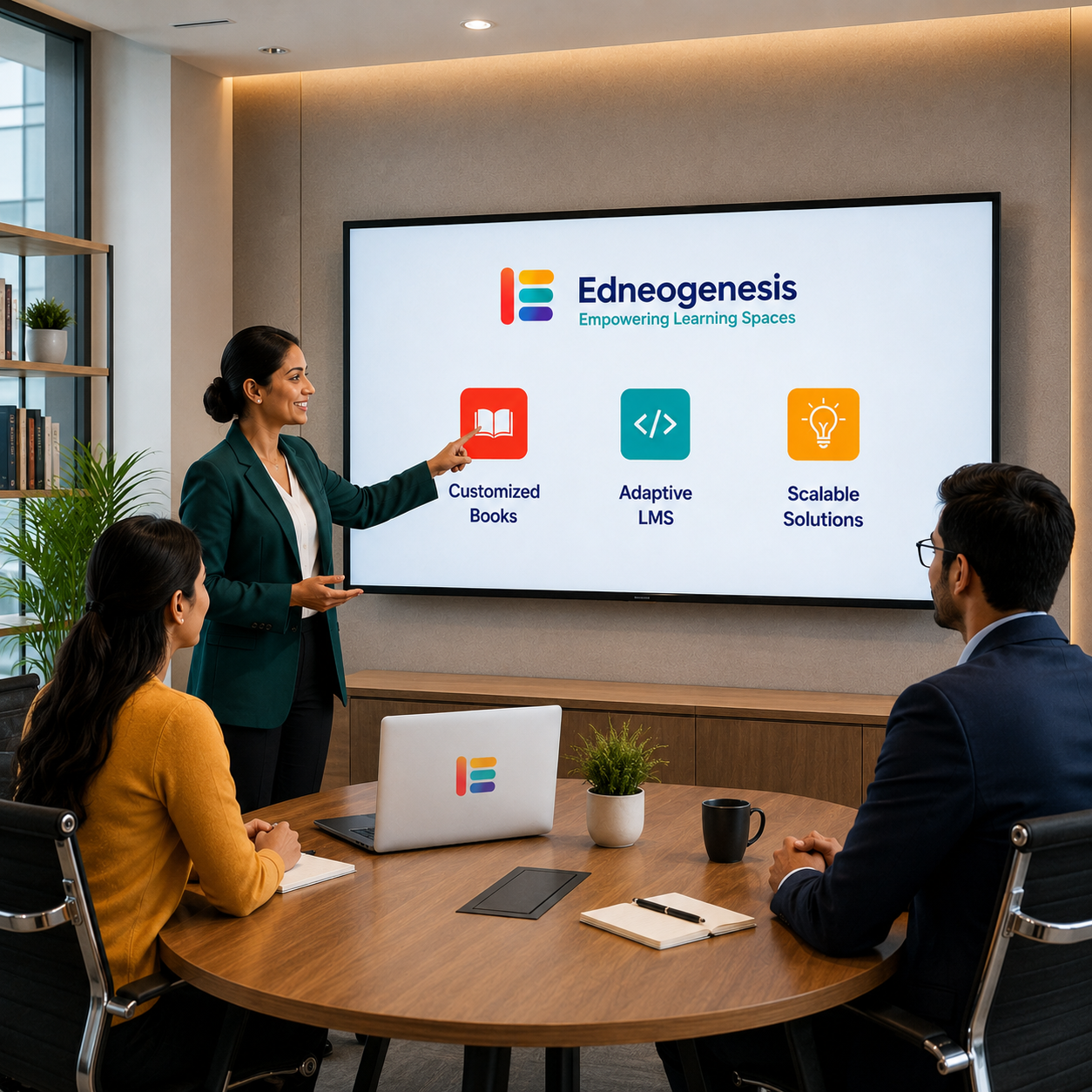Students learning in a modern classroom